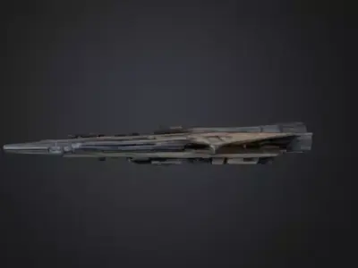 Monolithic Flagship Warship SciFi Space Game Asset Low-poly 3D model