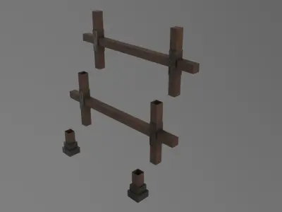Wooden Vertical Ladder Low-poly 3D model