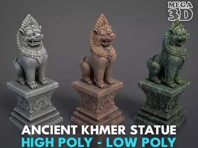 Ancient Khmer Statue22-250523 Low-poly 3D model