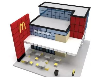3D Low Poly McDonalds Building Low-poly 3D model