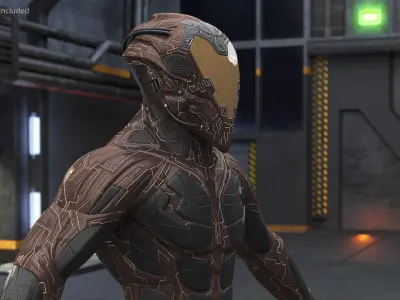 Futuristic Armored Character Rigged for Maya 3D model