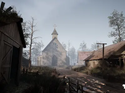 Abandoned Haunted Village Environment Low-poly 3D model