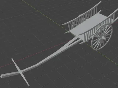 Old thai cart Low-poly 3D model