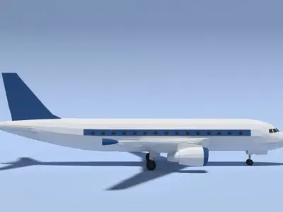 Low Poly Cartoon Airbus A320 Airplane Low-poly 3D model