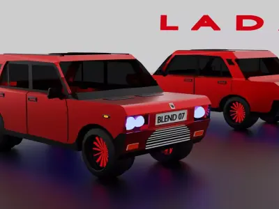 Lada lowpoly car Free low-poly 3D model