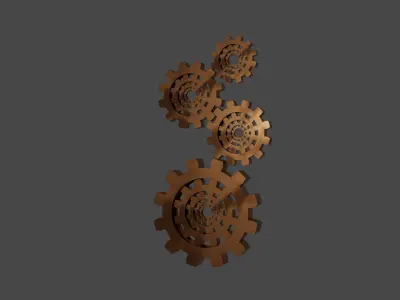 Animated gears Free 3D model