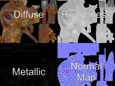 Rustic Flamingo Sculpture D Model Pack Low-poly 3D model