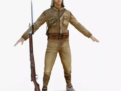 JAPANESE SOLDIERS Low-poly 3D model