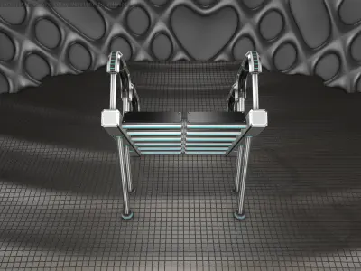 Sci-Fi Stairs - 28 - Silver Blue Neon Light Version Low-poly 3D model