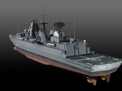 German navy Brandenburg class frigate Low-poly 3D model