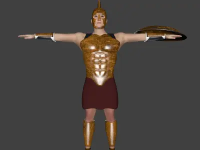 HOPLITE I greek warrior in armor Low-poly 3D model
