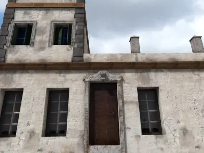 Old High-Quality 3D Colonial House Low-poly 3D model