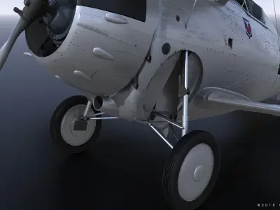 F2F-1 USS Lexington CV-2 1940 Low-poly 3D model