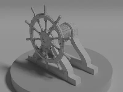 Ship Steering Wheel Low-poly 3D model