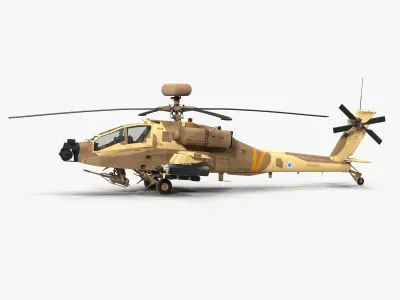 AH64E Apache Longbow Helicopter Desert Low-poly 3D model