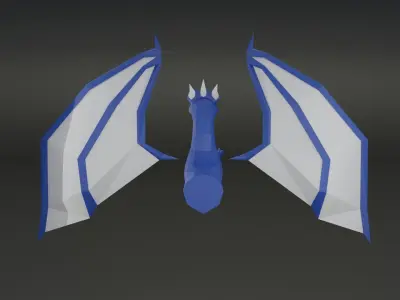Low-poly blue Dragon 3D model