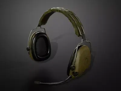 Combat headphones Low-poly 3D model