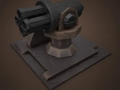 Stylized Cannon Free low-poly 3D model