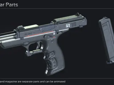 Scifi Pistol STN 33 Low-poly 3D model