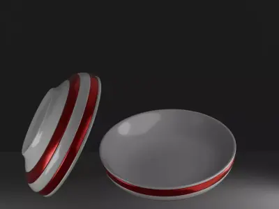 Ceramic Plates Set  High Poly 3D Model 3D model