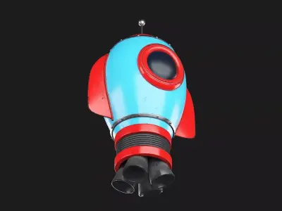 Cartoon Rocket 3D model 2