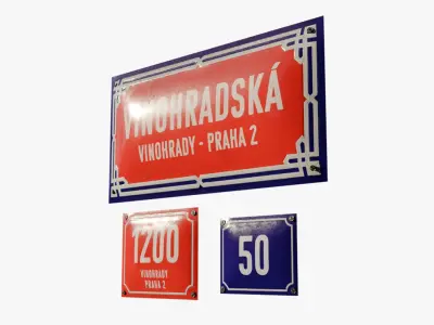 Prague Street Signs 3D model