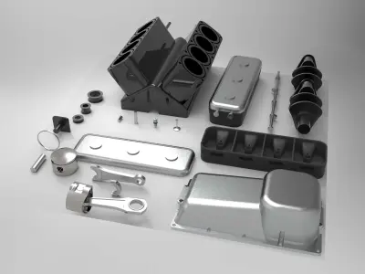 8 cylinder engine 3D model