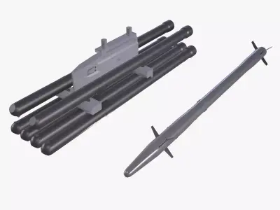 9K121 Scallion Rocket Launcher Low-poly 3D model