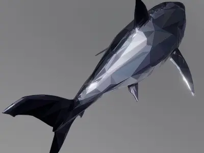 Dark Shark Low Polygon Art Ocean Fish Low-poly 3D model