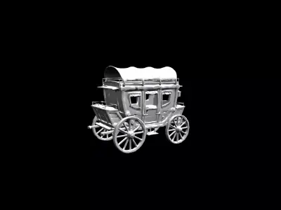 Low Poly Stylized Fantasy Stagecoach - PBR Low-poly 3D model