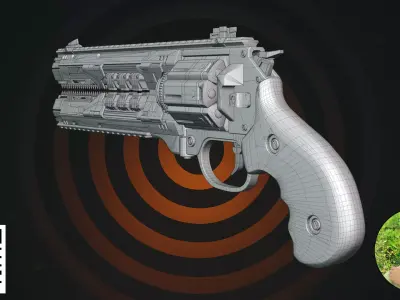 Cyberpunk Energy Revolver Iron Black 3D model