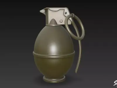 Grenade Olive 02 Low-poly 3D model