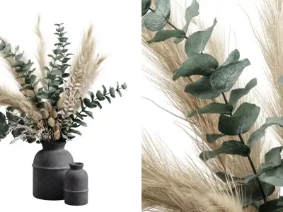 Vase Bouquet Pampas 03 Free 3D model