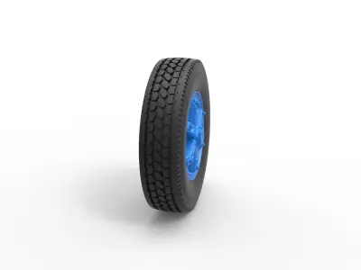 Front 6 spoke wheel of old school truck Scale 1 to 25 3D print model