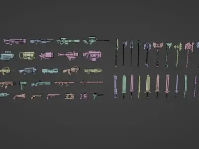 Low Poly Fantastic Weapons Low-poly 3D model