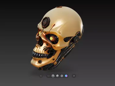 Advanced Cyborg Skull Glowing Eyes Sci Fi Sculpture STL V1 3D print model