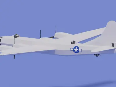 Boeing B-29 Superfortress Bomber Low-poly 3D model