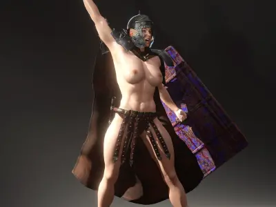 Female Roman soldier Low-poly 3D model