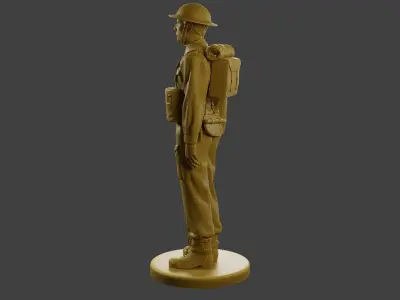 British Soldier Attention WW2 B1 Free 3D print model