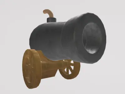 Stylized Low-Poly Medieval Fort Cannon Low-poly 3D model