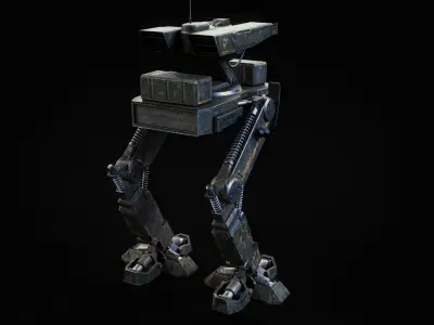 Mech Robot Two Legs Combat Sci-Fi Low-poly 3D model