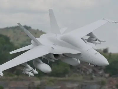 FA-18 Hornet Low-poly 3D model