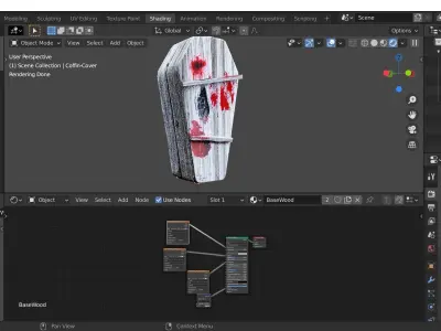 Coffin taiwanese wood carving Low-poly 3D model