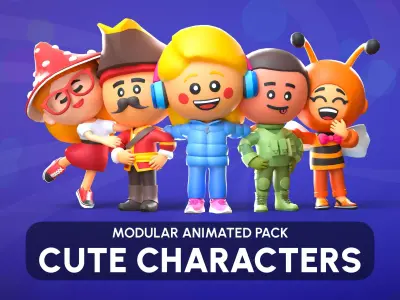 Cute Characters Low-poly 3D model