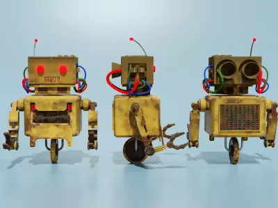 Old Rusty  Robot  Low-poly 3D model