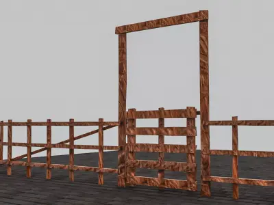 Old Garden Fence Set 3D model