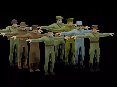 CZECHOSLOVAK WORLD WAR CHARACTER PACK Low-poly 3D model
