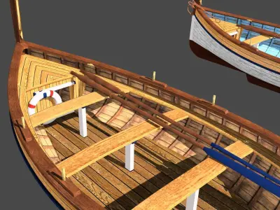 Fishing Rowing Boat - Spanish Low-poly 3D model