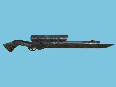 Sniper Gunblade 07 Black Camouflage - Character SciFi Design Low-poly 3D model