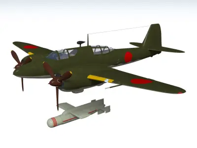 Kawasaki Ki102 otsu and Type I 1 otsu wireless guided missile  3D model